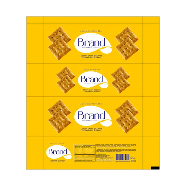 stock image This Biscuits Packaging Label Design Template is fully editable and customizable in EPS format, perfect for salty-flavored biscuits. 