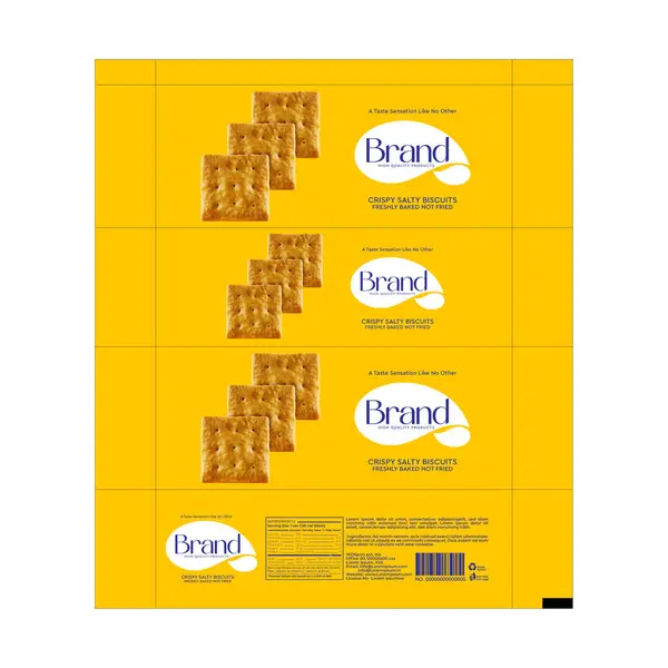 stock image This Biscuits Packaging Label Design Template is fully editable and customizable in EPS format, perfect for salty-flavored biscuits. 