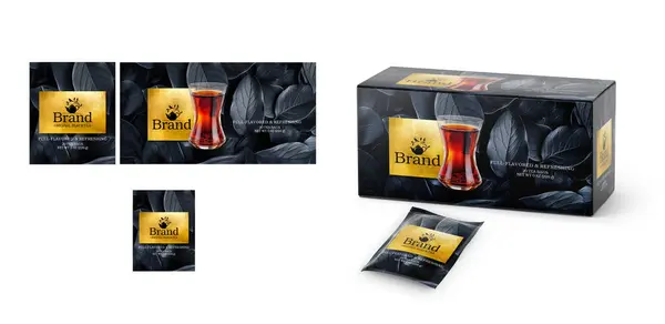 stock image A high-quality tea packaging label design template in fully editable EPS format. 