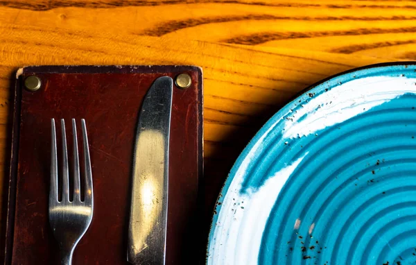 Table Setting Knife Fork Plate Close — Stock Photo, Image