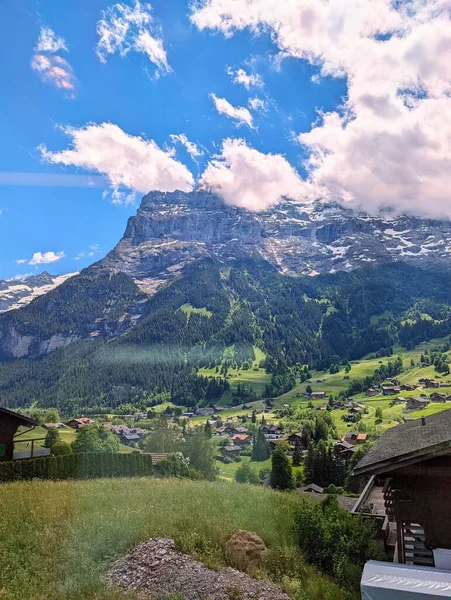 Blick Auf Den Eiger Vom Dorf Aus Blick Auf Den — Stockfoto