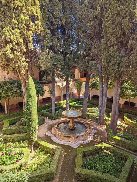 stock image Magnificent garden with fountain in Andalusia