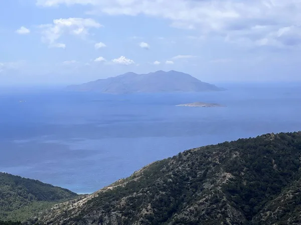 Increíble Montaña Ver Isla Rhodos Grecia Vista Aérea Panorámica Foto —  Fotos de Stock