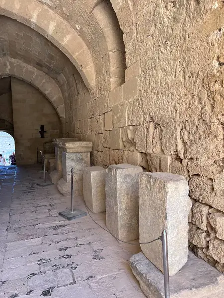 Yunanistan 'ın Rodos adasındaki Lindos Akropolis hava panoramik manzarası. Yüksek kalite fotoğraf