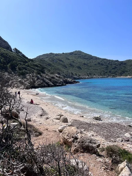 Beautiful Summer Panoramic Seascape Porto Timoni Greek Island Corfu View — Stock Photo, Image