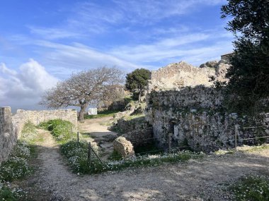 Antik taş harabeleri Angelocastro, Korfu adası, Yunanistan. Yüksek kalite fotoğraf. Yüksek kalite fotoğraf