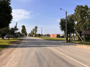 Yalnız sokak, Kaunas 'ta kimse yok, Litvanya yazı, sabah erkenden. Yüksek kalite fotoğraf