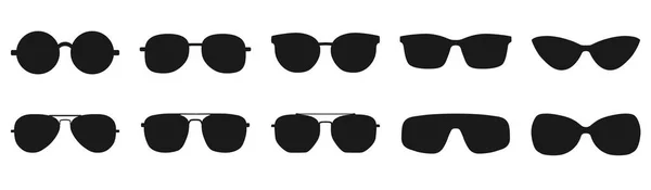 Set Sunglasses Different Sunglasses Summer Collection Eyeglasses Trendy Glasses Classic — Stock Vector