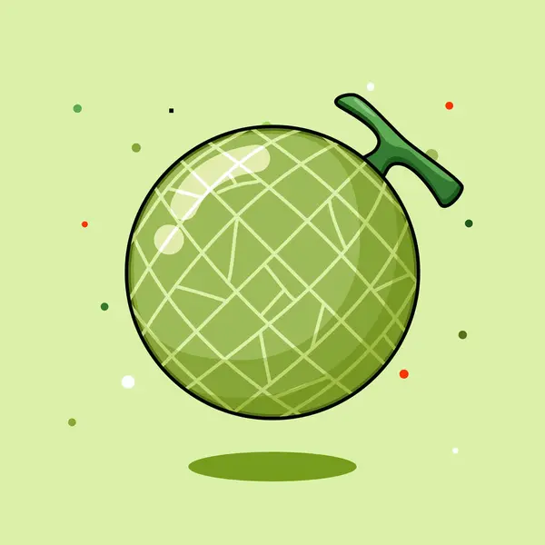 Melon Fruit Sweet Melon Cantaloupe Isolated Flat Icon Vector Illustration — Stock Vector