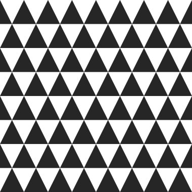 Üçgensiz desen, siyah ve beyaz, tek renkli, piramit şekilli, geometrik zigzag arkaplan, vektör çizimi