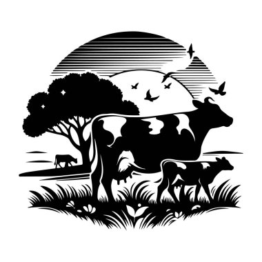 İnek silueti şekil vektör tasarımı