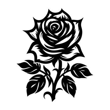 Gül silueti şekil vektör tasarımı