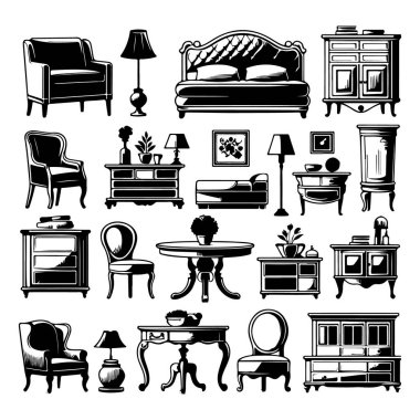 Mobilya ikonu vektör tasarımı