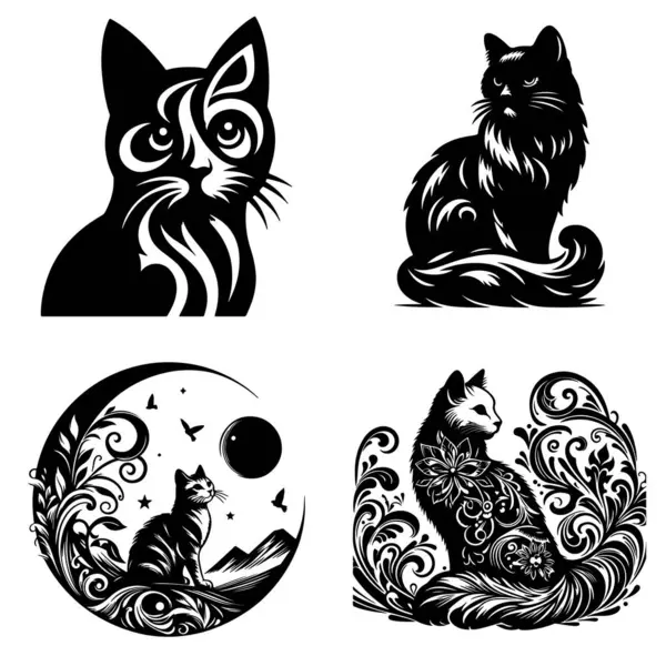 Kedi silueti şekil vektör tasarımı