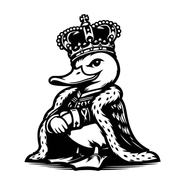 Kral ördek maskotu şekil vektör tasarımı