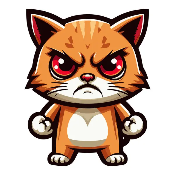 Kızgın kedi maskotu karakter etiketi tasarımı