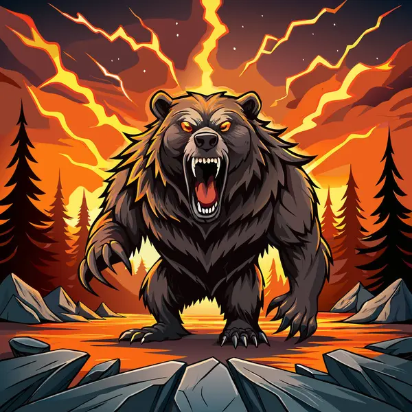 Ayı maskotu karakter etiketi tasarımı