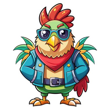 Tavuk maskotu karakter etiketi tasarımı