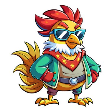 Tavuk maskotu karakter etiketi tasarımı