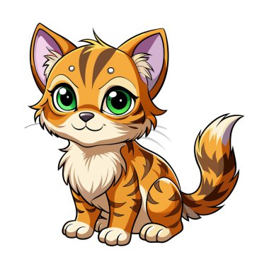 Kedi maskotu karakter etiketi tasarımı