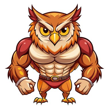 Baykuş maskotu karakter etiketi tasarımı