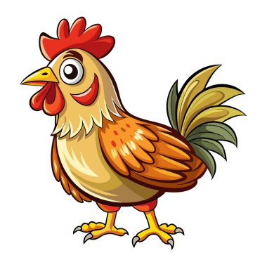 Tavuk maskotu vektör etiketi tasarımı