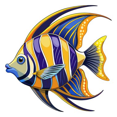 Melek balığı maskotu vektör etiketi tasarımı