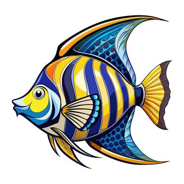 Melek balığı maskotu vektör etiketi tasarımı