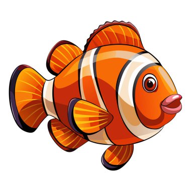 Palyaço balığı maskotu vektör etiketi tasarımı