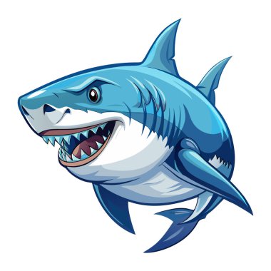 Köpekbalığı maskotu vektör etiketi tasarımı