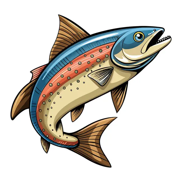 Somon maskotu vektör etiketi tasarımı