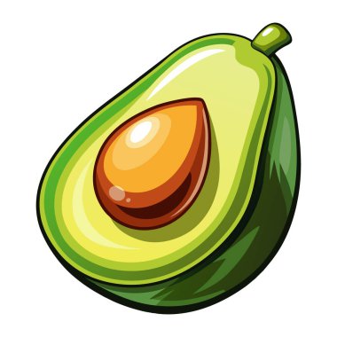 Avokado dilimi 3d vektör etiketi tasarımı