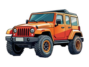 Lüks kırmızı jip 3d vektör çıkartması tasarımı