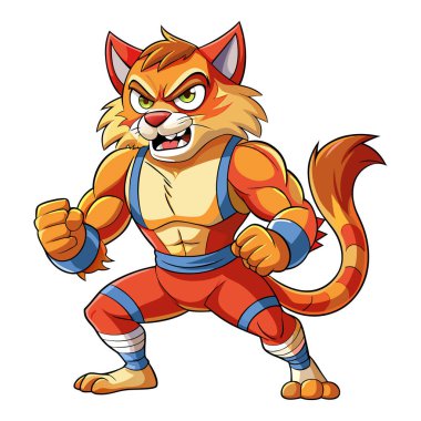 Savaşçı kedi maskotu karakter 3d Disney çizgi film stili çıkartma vektör tasarımı