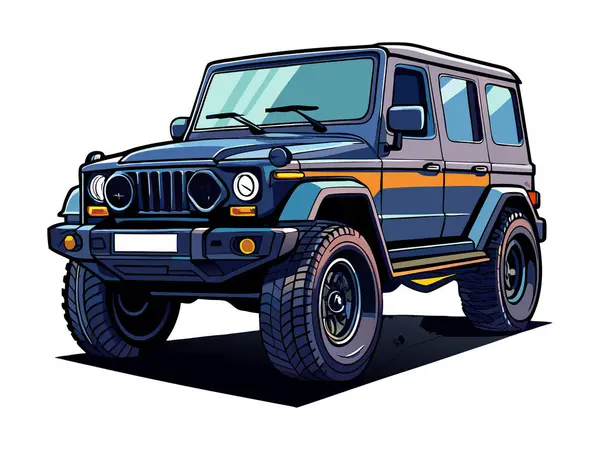 Lüks siyah jip 3d vektör çıkartması tasarımı