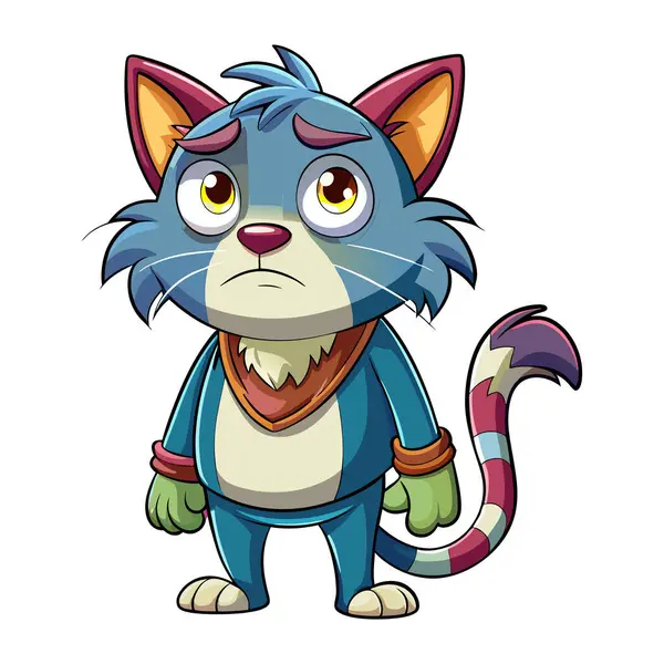 Üzgün kedi maskotu karakter 3d Disney çizgi film stili çıkartma vektör tasarımı