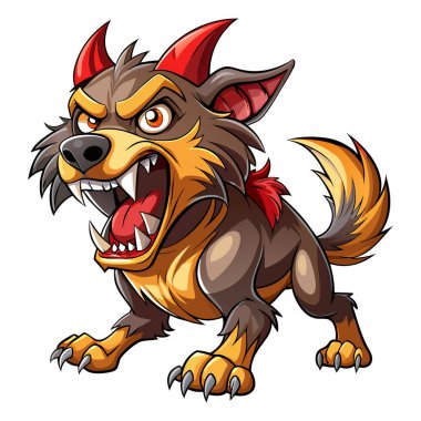 Saldırgan köpek maskotu karakter 3d Disney çizgi film stili çıkartma vektör tasarımı