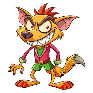 Korkak köpek maskotu karakter 3d Disney çizgi film stili çıkartma tasarımı