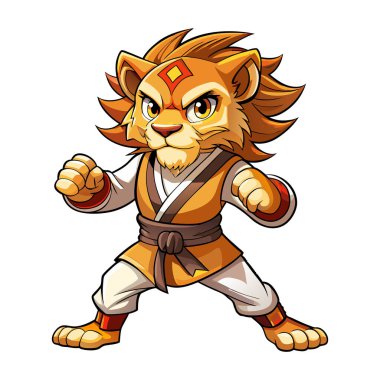 Dövüş sanatları maskot karakteri 3d Disney çizgi film stili çıkartma vektör tasarımı