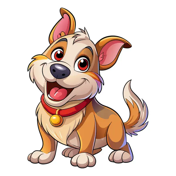 Mutlu köpek maskotu karakter 3d Disney çizgi film stili çıkartma vektör tasarımı