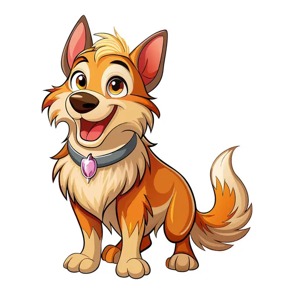 Mutlu köpek maskotu karakter 3d Disney çizgi film stili çıkartma vektör tasarımı