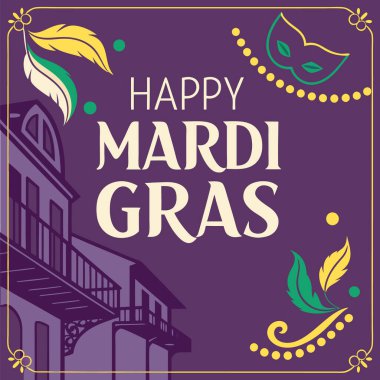 Mutlu Mardi Gras poster tasarımı