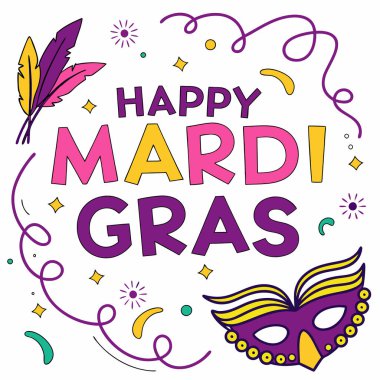 Mutlu Mardi Gras poster tasarımı