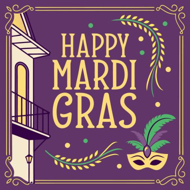 Mutlu Mardi Gras poster tasarımı