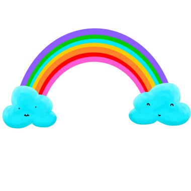 Mavi bulutlarda parlak bir gökkuşağı