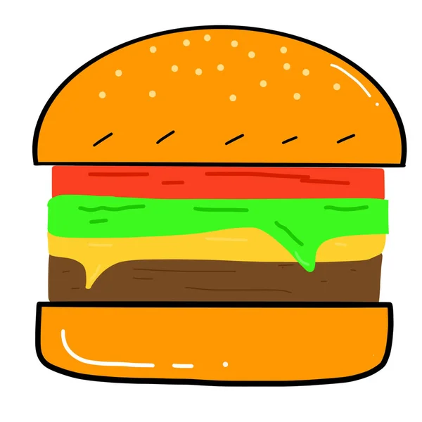 Hambúrguer Comida Popular Tem Muitos Elementos — Fotografia de Stock