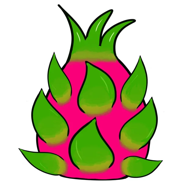 Drakenfruit Met Roze Groene Huid Wit Innerlijk Vlees — Stockfoto
