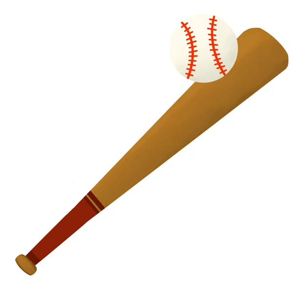 Красная Полосатая Бейсбольная Бита Бейсбольным Мячом Белом Фоне — стоковое фото