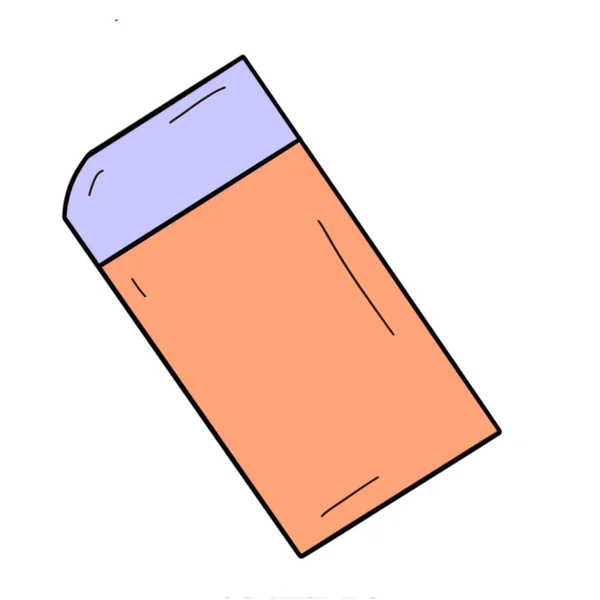 Purple Orange Erasers Placed White Background — Stock Photo, Image