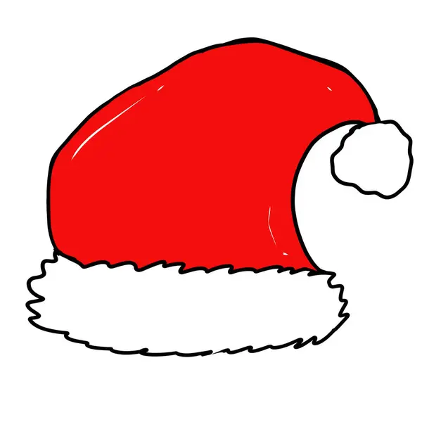 Fluffig Röd Och Vit Hatt Bär Den Julafton Firande — Stockfoto